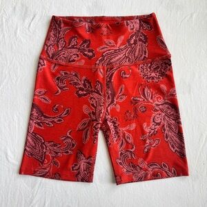 Beyond Yoga Red Paisley Bike Shorts